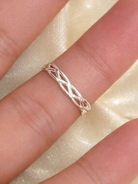 Sterling Silver Braided Ring- Silver